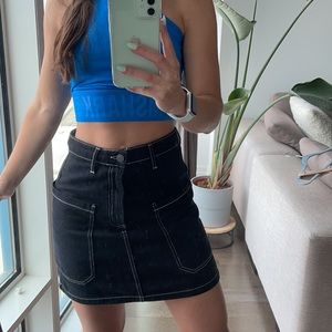 Stradivarius black jean mini skirt